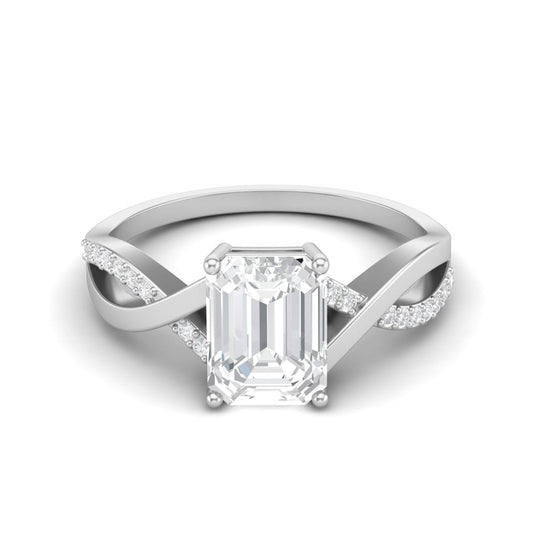 Moissanite Crisscross Pave Band Ring – Sterling Silver