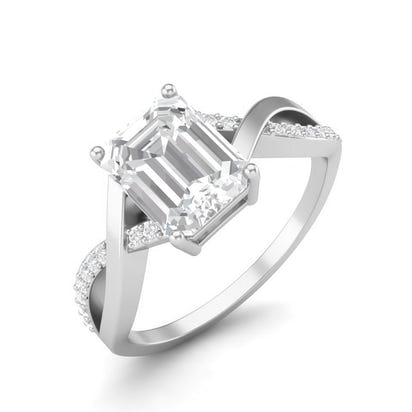 Moissanite Crisscross Pave Band Ring – Sterling Silver