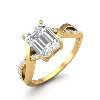 Moissanite Crisscross Pave Band Ring – Sterling Silver