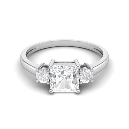 Moissanite Three-Stone Classic Ring – Sterling Silver