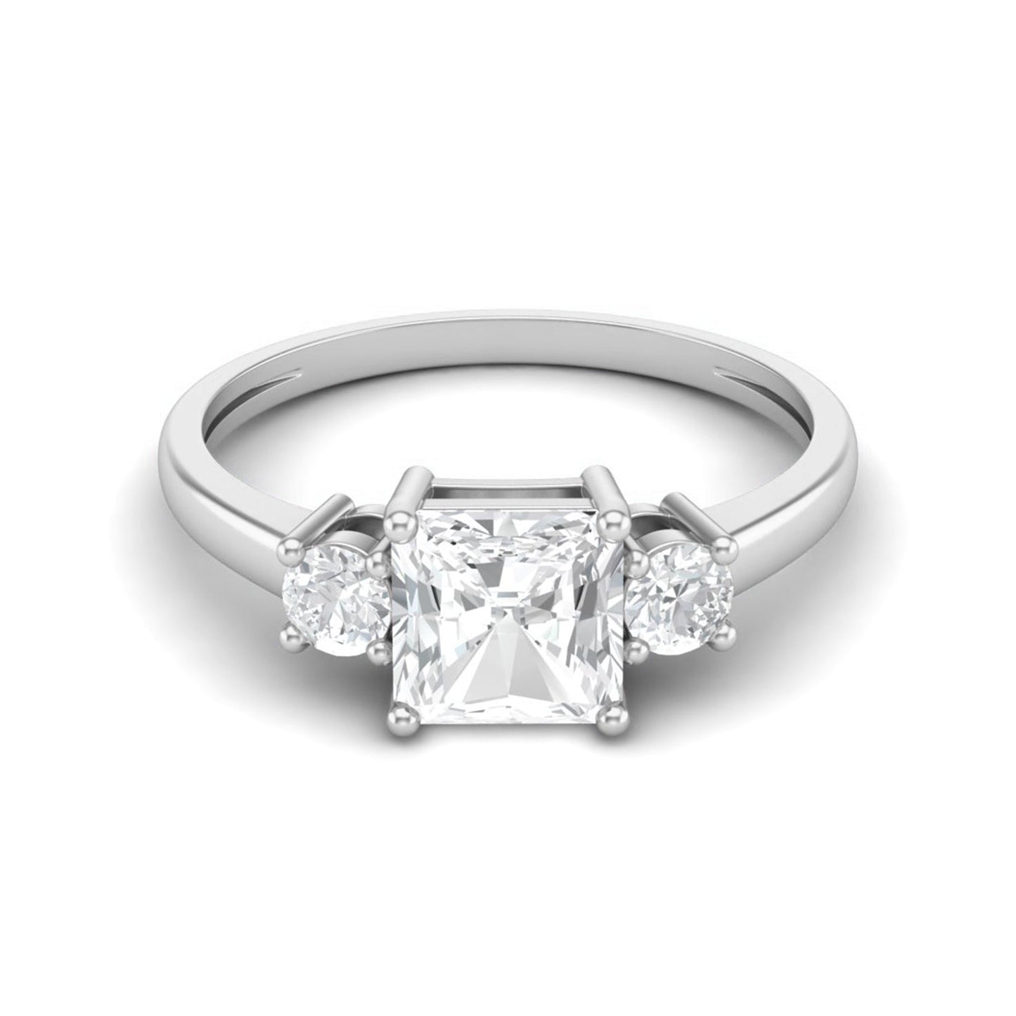 Moissanite Three-Stone Classic Ring – Sterling Silver