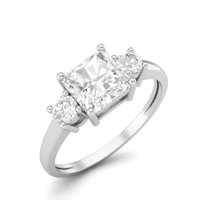 Moissanite Three-Stone Classic Ring – Sterling Silver