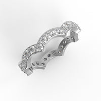 Moissanite Eternity Scalloped Crown Ring – Sterling Silver