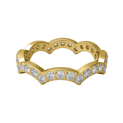 Moissanite Eternity Scalloped Crown Ring – Sterling Silver