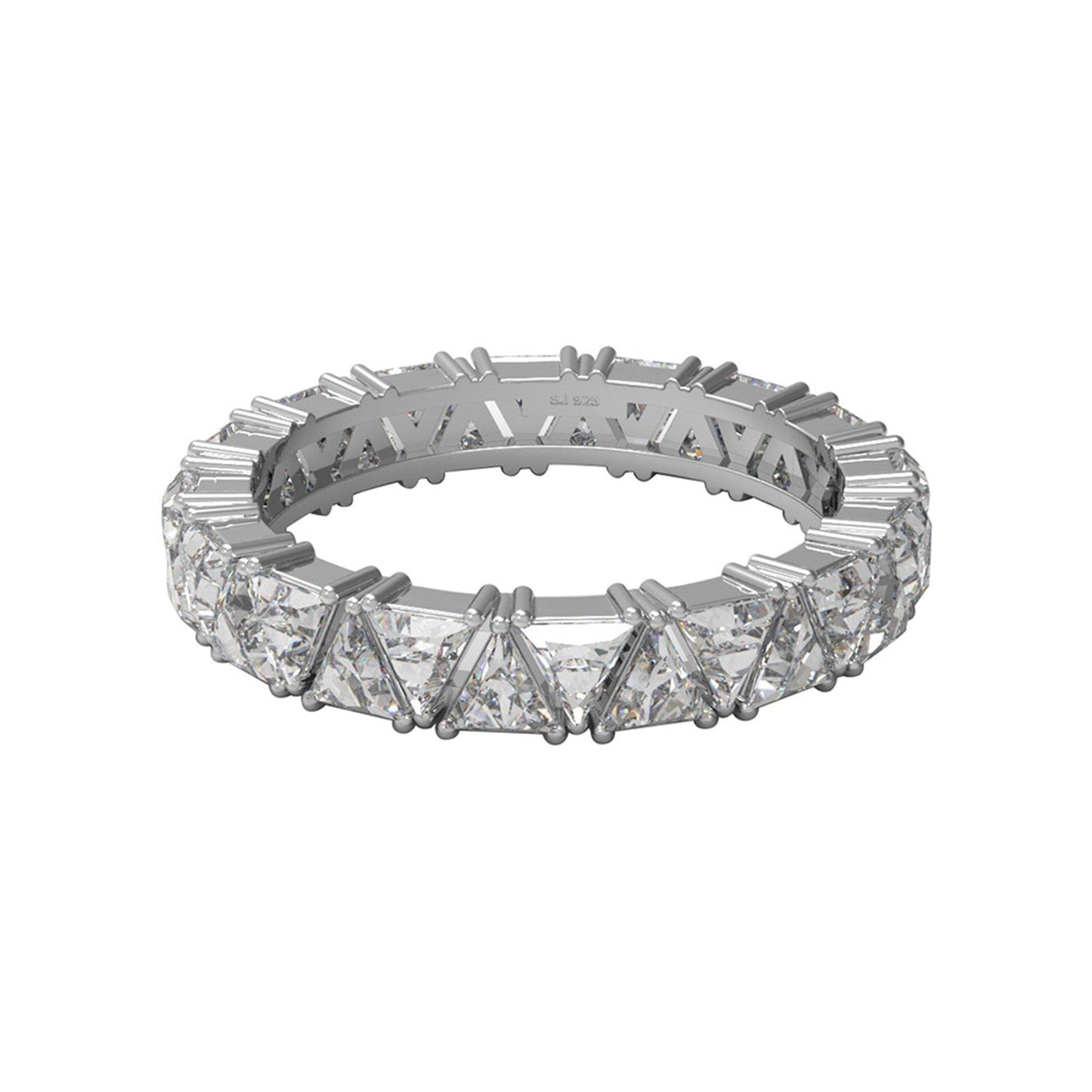 Moissanite Modern Eternity Band Ring – Sterling Silver