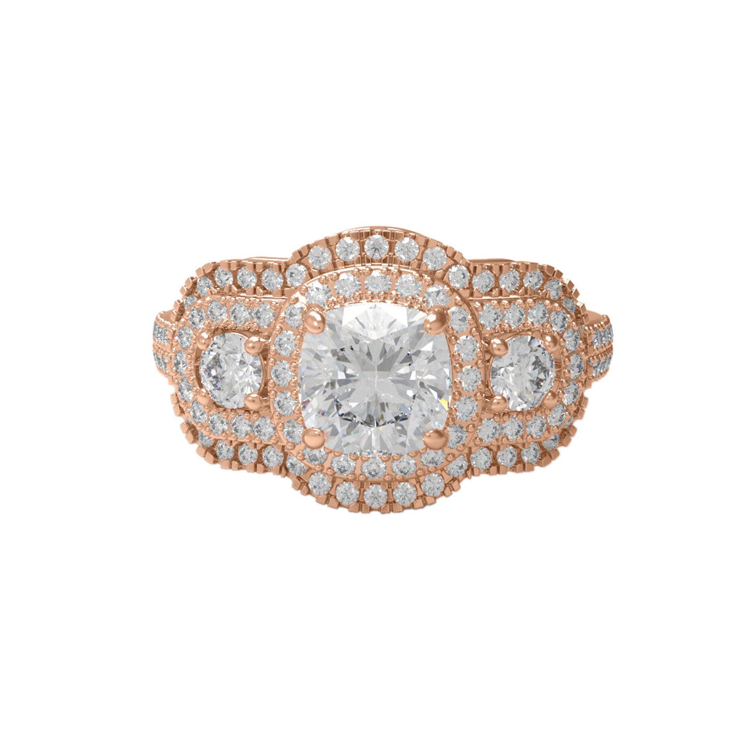 Moissanite Elegant Cluster Statement Ring – Sterling Silver