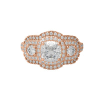 Moissanite Elegant Cluster Statement Ring – Sterling Silver