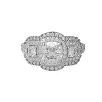 Moissanite Elegant Cluster Statement Ring – Sterling Silver