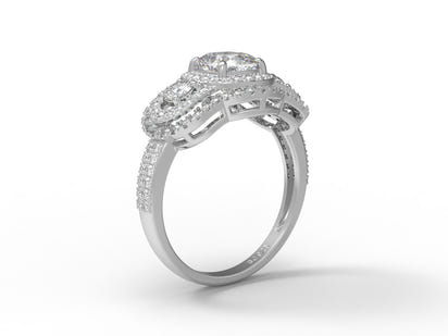 Moissanite Elegant Cluster Statement Ring – Sterling Silver