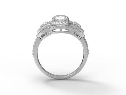 Moissanite Elegant Cluster Statement Ring – Sterling Silver