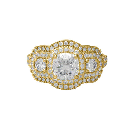 Moissanite Elegant Cluster Statement Ring – Sterling Silver