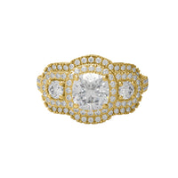 Moissanite Elegant Cluster Statement Ring – Sterling Silver