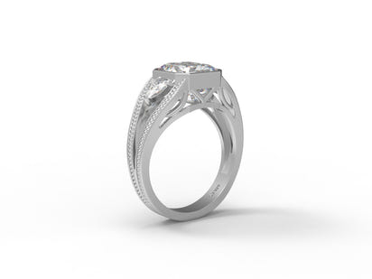 Moissanite Vintage-Inspired Ring - Sterling Silver