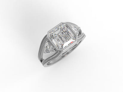 Moissanite Vintage-Inspired Ring - Sterling Silver