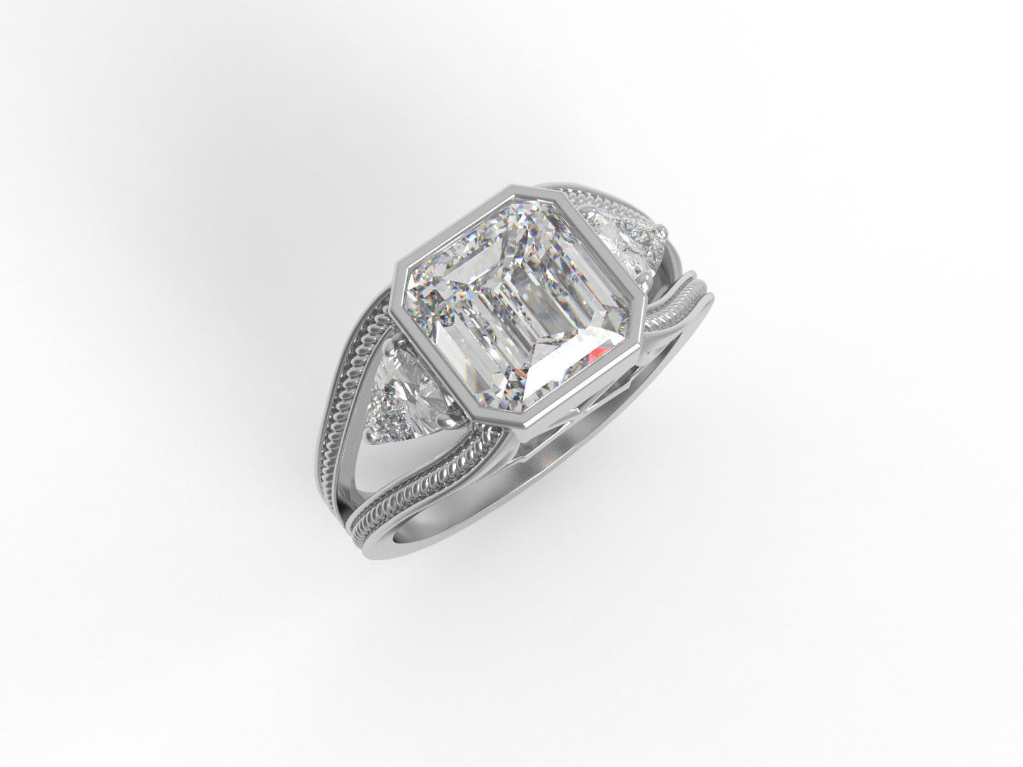 Moissanite Vintage-Inspired Ring - Sterling Silver