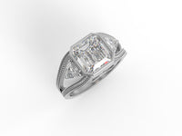 Moissanite Vintage-Inspired Ring - Sterling Silver