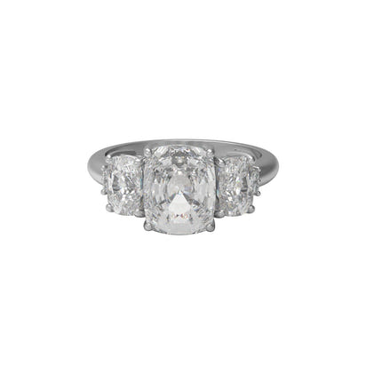 Moissanite Classic Three-Stone Design Ring – Sterling Silver