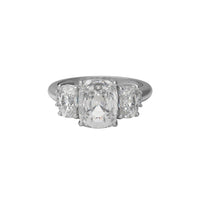 Moissanite Classic Three-Stone Design Ring – Sterling Silver