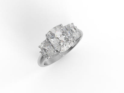 Moissanite Classic Three-Stone Design Ring – Sterling Silver