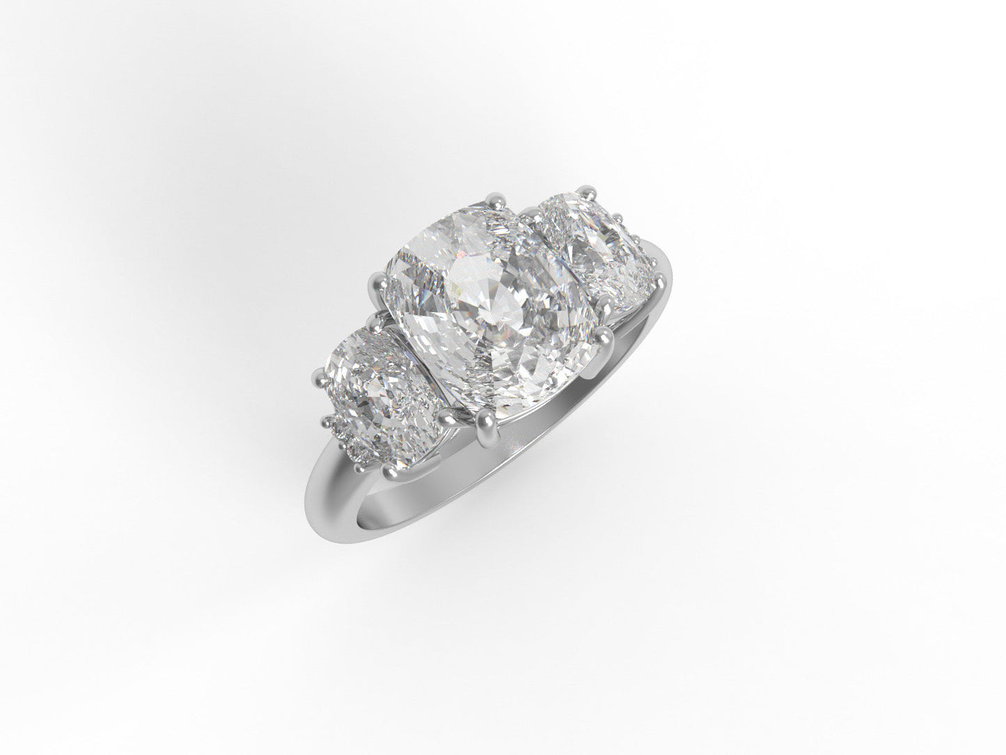 Moissanite Classic Three-Stone Design Ring – Sterling Silver