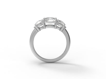Moissanite Classic Three-Stone Design Ring – Sterling Silver