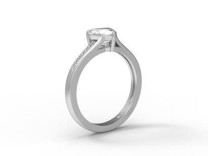 Moissanite Pave Accent Engagement Ring – Sterling Silver