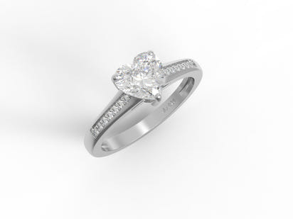 Moissanite Pave Accent Engagement Ring – Sterling Silver