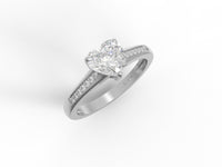 Moissanite Pave Accent Engagement Ring – Sterling Silver
