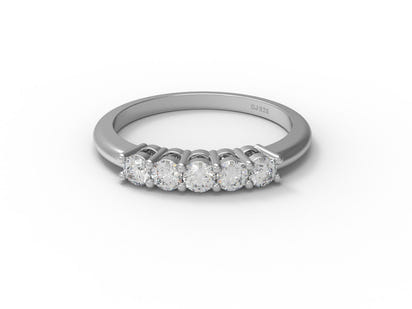 Moissanite Half Eternity Ring - Sterling Silver