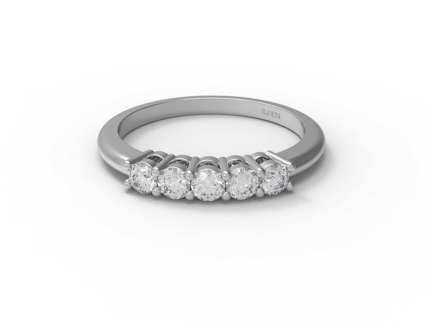 Moissanite Half Eternity Ring - Sterling Silver