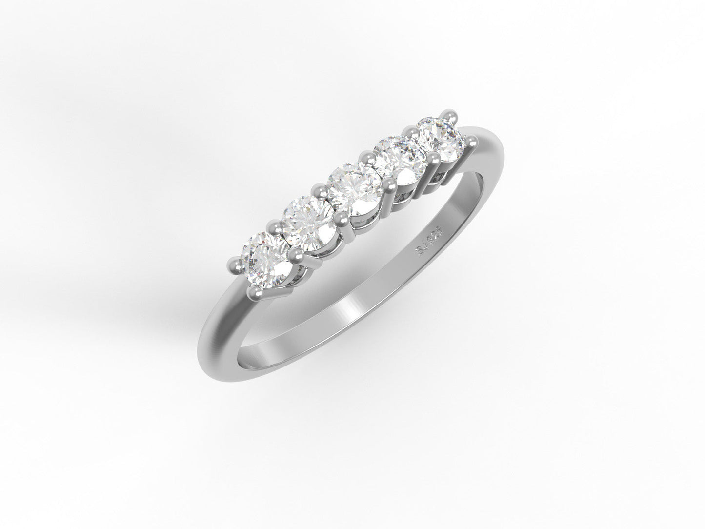 Moissanite Half Eternity Ring - Sterling Silver
