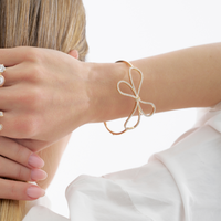 Fiore Bow Pavé Bangle – Moissanite & Gold Plated Sterling Silver