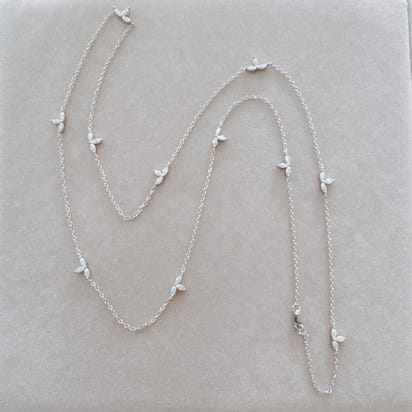 Marquise Moissanite Station Necklace - Gold Plated Sterling Silver