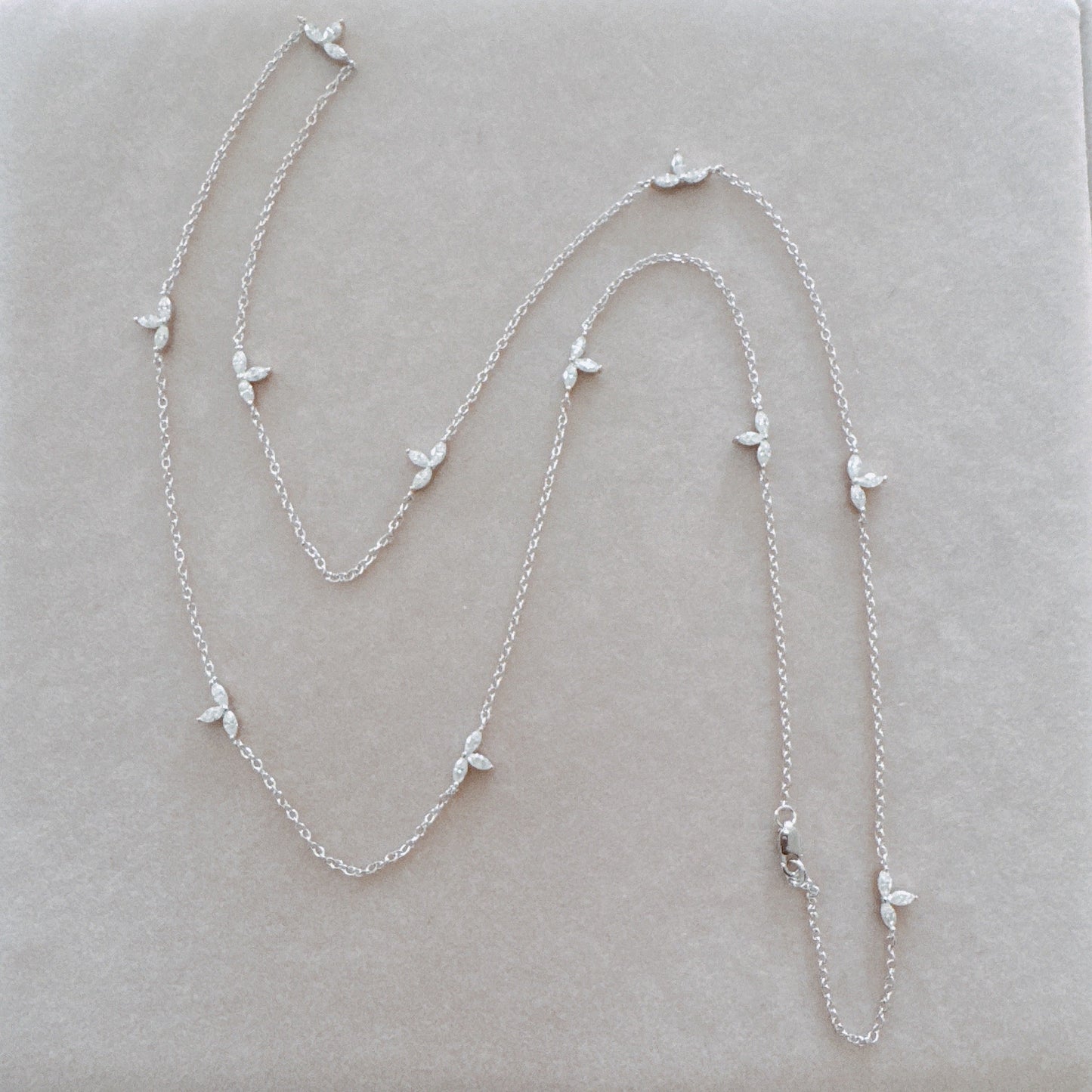 Marquise Moissanite Station Necklace - Gold Plated Sterling Silver