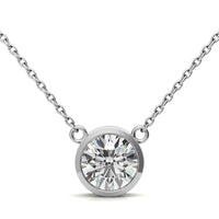 AGI Certified 2 CTW Round Brilliant Lab Grown Diamond Bezel Pendant in 14K Gold
