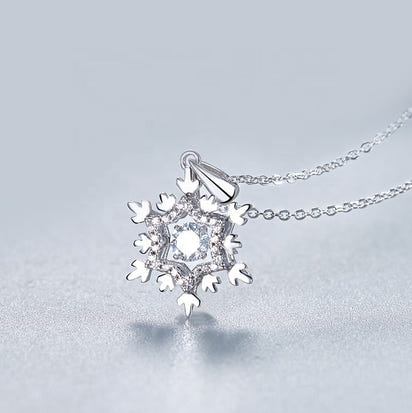 Snowflake Moissanite Diamond Pendant 925 Sterling Silver Jewelry Necklace Women with Twinkle Setting Moissanite