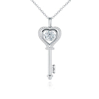 1.0Ct D Color Moissanite Diamond Key Pendant Necklace with Moissanite Stone 925 Sterling Silver Jewelry