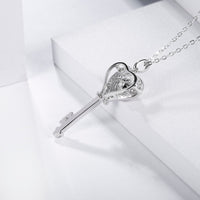 1.0Ct D Color Moissanite Diamond Key Pendant Necklace with Moissanite Stone 925 Sterling Silver Jewelry