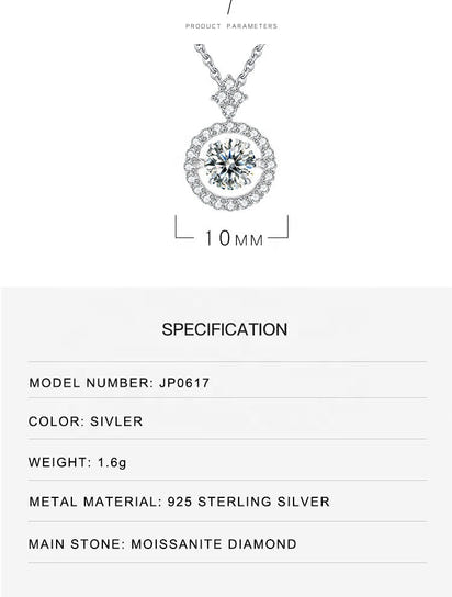 925 Sterling Silver Pendant For Women Jewelry Moissanite Diamond Necklace with Twinkle Setting Moissanite Stone