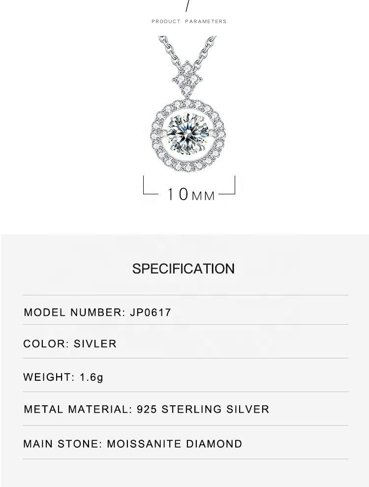 925 Sterling Silver Pendant For Women Jewelry Moissanite Diamond Necklace with Twinkle Setting Moissanite Stone